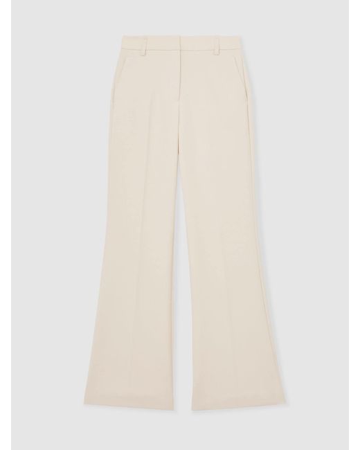 Reiss Natural Flared Knot-Hardware Belted Trousers