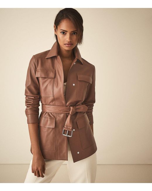 Reiss tan leather jacket cheap