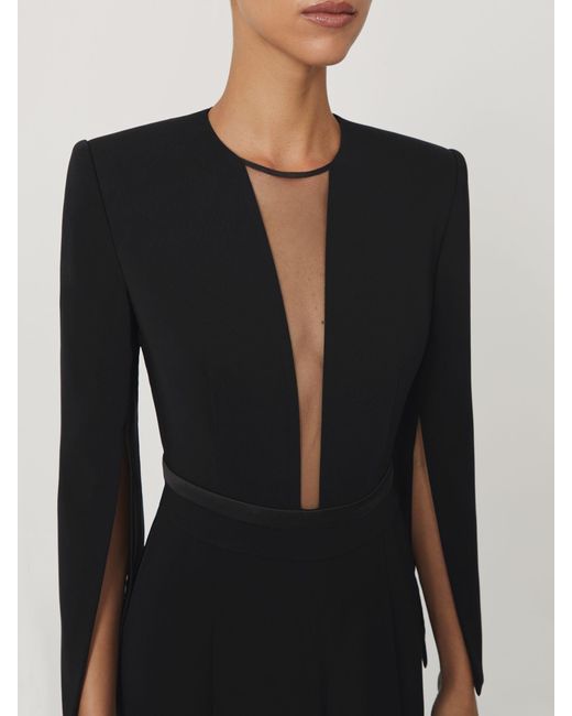 Reiss White Plunge-Neck Split-Sleeve Jumpsuit