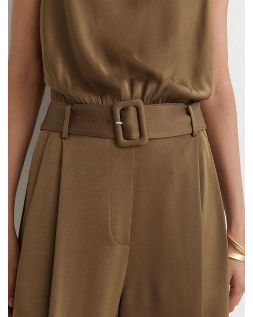 Reiss Natural Satin Cowl-Neck Wide-Leg Jumpsuit