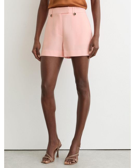 Reiss Pink Magda Mid-Rise Tailored Shorts