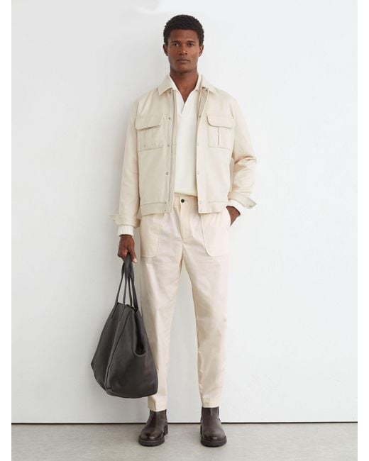 Reiss Natural Cotton-Blend Lightweight Tapered Trousers for men