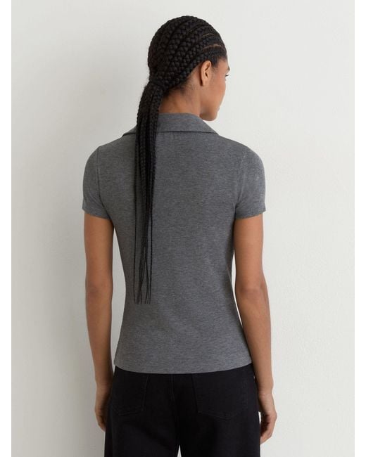 Reiss Black Scoop-Neck Jersey Polo Top