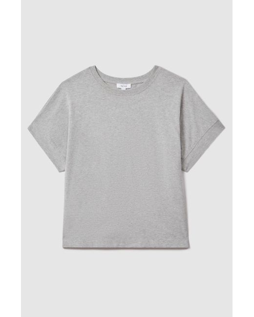 Reiss Gray Lois - Grey Marl Cotton Crew Neck T-shirt