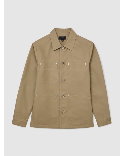 Reiss Natural Cotton-Twill Four-Pocket Overshirt for men