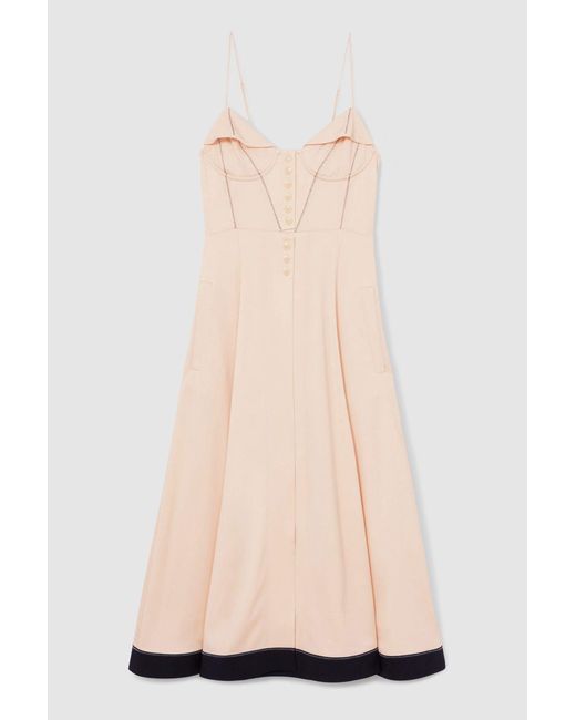 Reiss Pink Corset Midi Dress