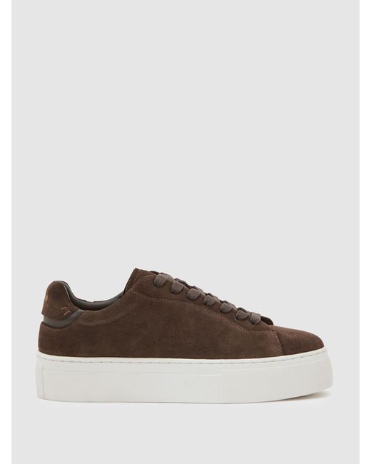 Reiss Brown Leather Low-Top Trainers