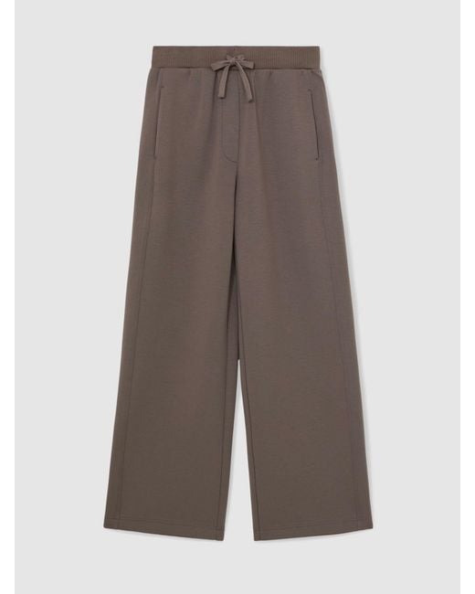 Reiss Multicolor Laney - Taupe Brown Petite Wide-leg Interlock Drawstring Joggers, Xs