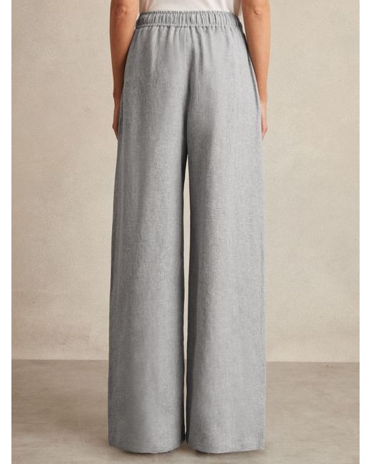 Reiss Natural Petite Linen-Blend Wide-Leg Trousers