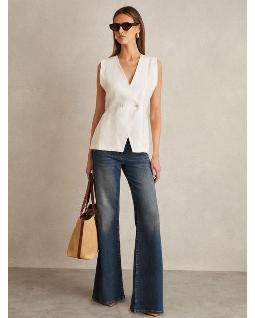 Reiss Natural Linen Button-Front Waistcoat