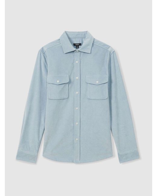 Reiss Blue Cotton-Blend Corduroy Overshirt for men