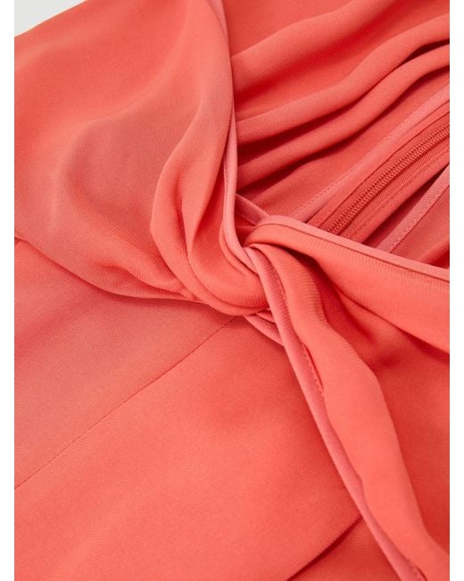 Reiss Red Twist-Front Halterneck Wide-Leg Jumpsuit