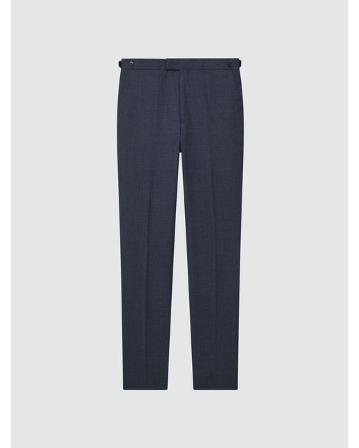 Reiss Blue Dunn - Navy Slim Fit Wool Textured Trousers, 42w X 31l (uk 42 R) for men