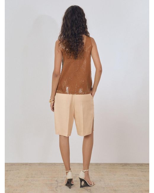 Reiss Brown Isabelle - Tan Atelier Laser-cut Vest Top, Us 2