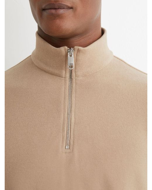 Reiss Natural Cotton-Blend Ribbed Half-Zip Jumper for men