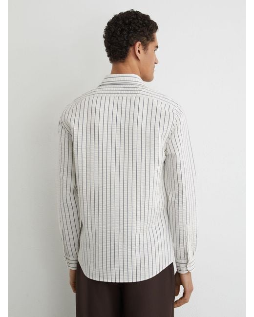 Reiss White Blend Seersucker Pinstripe Shirt Regular-Fit for men