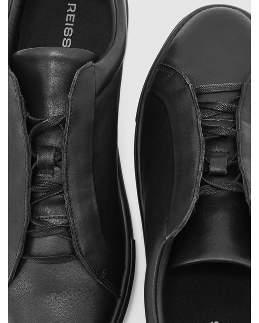 Reiss Jenson - All Black Leather Hidden-lace Trainers, Us 9 (uk 8) for men