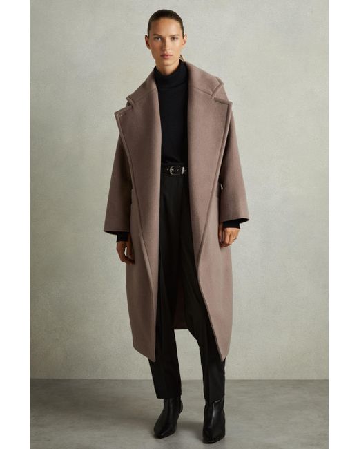 Reiss Brown Petite Wool-Blend Blindseam Coat