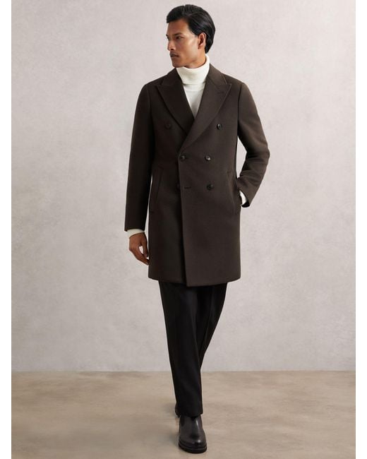 Reiss Multicolor Wool-Blend Double-Breasted Overcoat for men