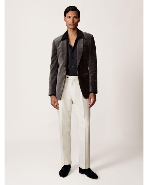 Reiss Black Single-Breasted Velvet Blazer Tailored-Fit for men