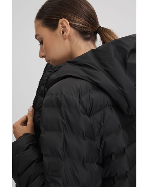 Rains Black Long Waterproof Puffer Jacket