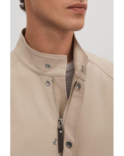 Reiss Natural Peggy - Stone Cotton Blend Zip-through Jacket for men