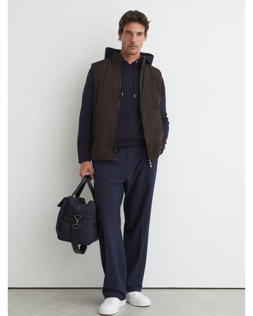 Reiss Blue Technical Padded Zip-Through Gilet for men