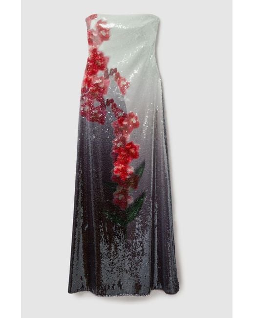 Halston Heritage Multicolor Sequin Strapless Maxi Dress