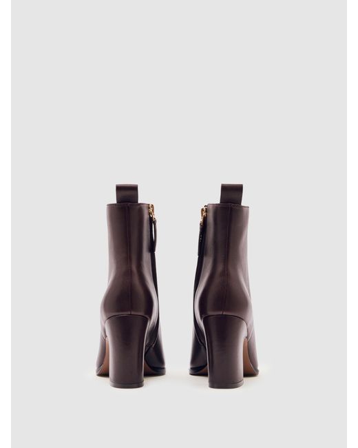 Reiss Purple Amy - Oxblood Leather Block-heel Ankle Boots, Us 6 (uk 4)