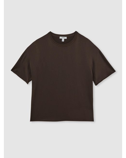 Reiss Black Lena - Chocolate Brown Silk Short-sleeve Top, Us 6