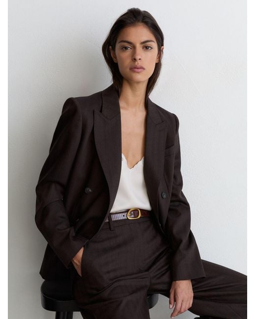 Reiss Natural Leather Lizard-Effect Sculpted-Buckle Belt