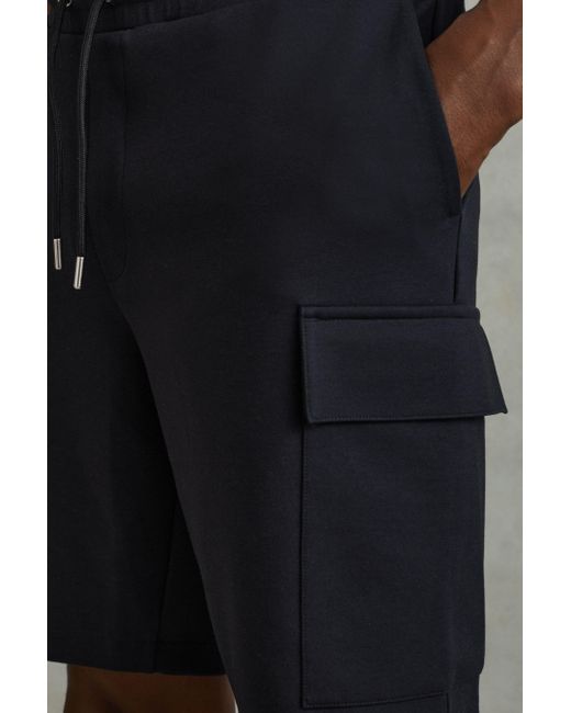 Reiss Multicolor Oliver - Navy Blue Drawstring Jersey Shorts for men