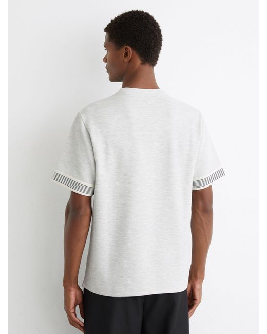 Reiss White Textured Tape-Cuff T-Shirt With Cotton for men