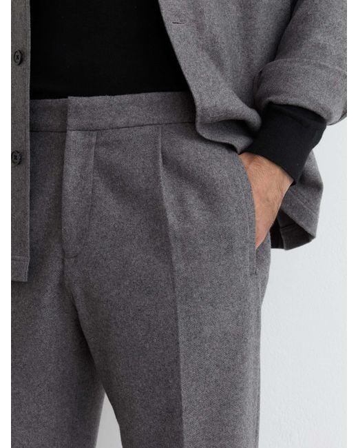 Reiss Gray Cooper - Soft Grey Wool-blend Tapered Cuffed Trousers, 38 for men