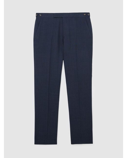Reiss Side - Airforce Blue Fibre Side Adjuster Tailored Fit Virgin Wool Textured Tailored-fit Trousers, 28w X 31l (uk 28 R) for men