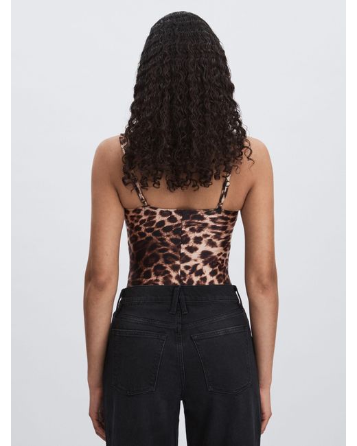 GOOD AMERICAN Black Good Animal Print & Leopard-Print Bodysuit