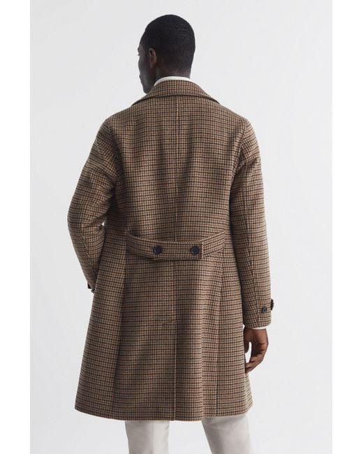 Reiss Brown Unity - Camel Modern Fit Wool Blend Double Breasted Dogtooth Coat, S for men