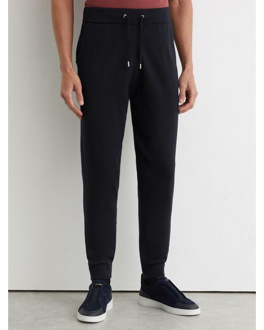 Reiss Blue Merino Wool-Blend Cuffed Joggers for men