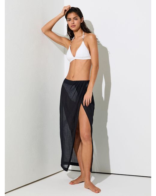 Reiss White Cotton-Blend Gauze Wrap Beach Skirt