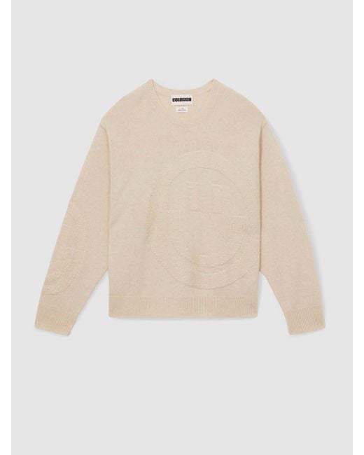 Crush White Smiley Crew Jumper Cashmere Smiley Stitch