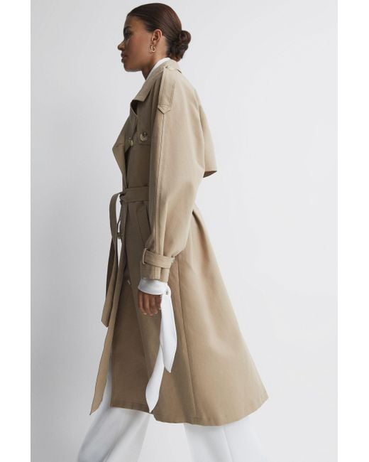 Meotine Natural Bobby - Mid Length Trench Coat, Beige