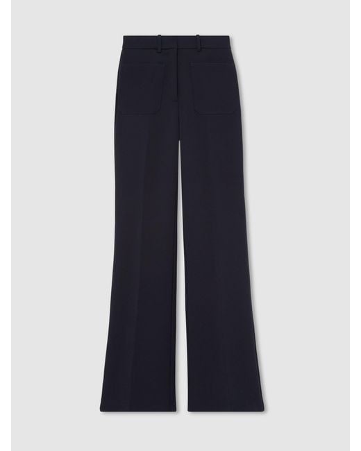 Reiss Blue Twill Patch-Pocket Flared Trousers