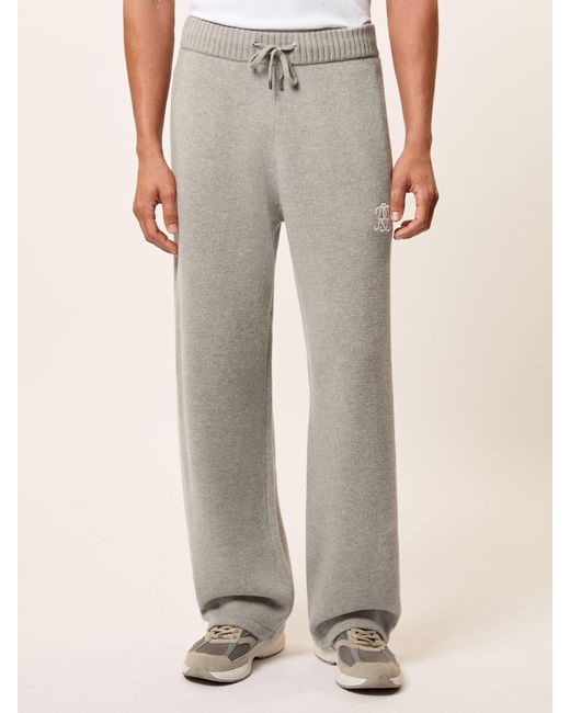 Reiss Natural Monogram Wool Wide-Leg Knitted Joggers for men