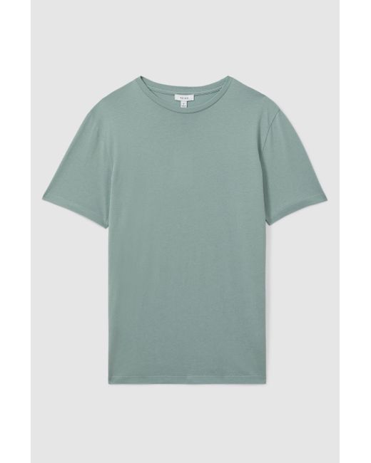 Reiss Green Bless - Aqua Blue Cotton Crew Neck T-shirt, L for men