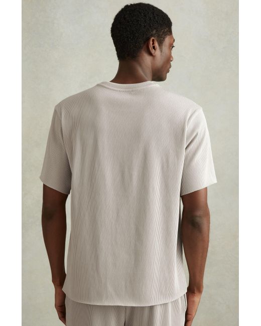 Reiss Gray Skyee - Silver Oversized Ribbed Crew Neck T-shirt for men