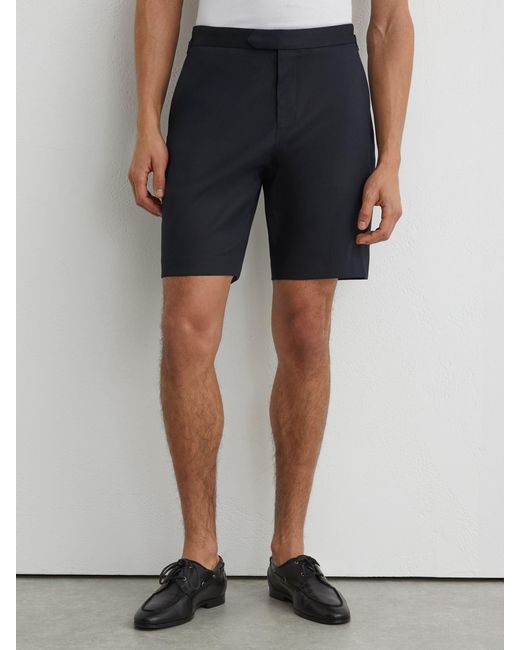Reiss Blue Short - Navy Cantwell Short Cotton-blend Side-adjuster Shorts, 32 for men