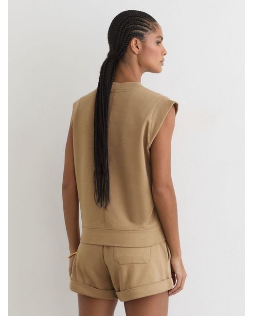 Reiss Natural Cotton-Blend Sleeveless V-Neck Sweat Top