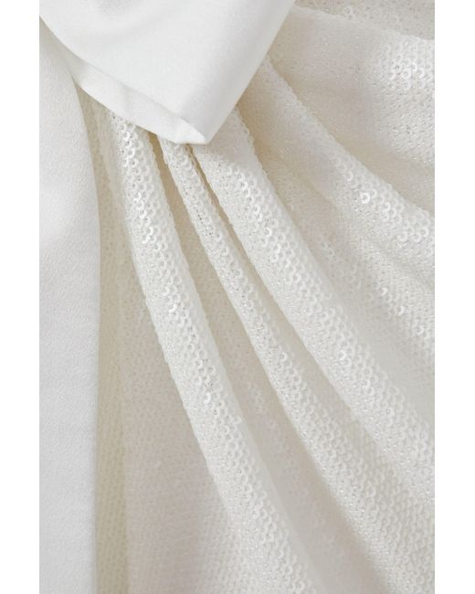 Halston Heritage White Sequin Side Tie Mini Dress