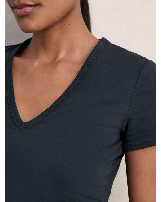 Reiss Black Stretch Cotton V-Neck T-Shirt