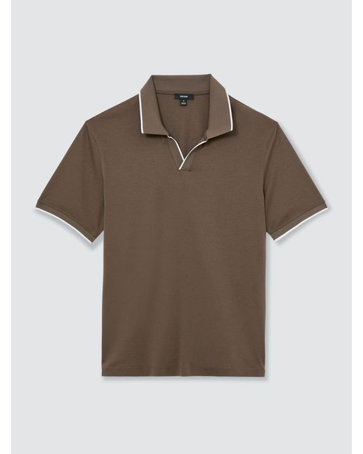 Reiss Brown Air-Water Cotton Tipped Polo Shirt for men